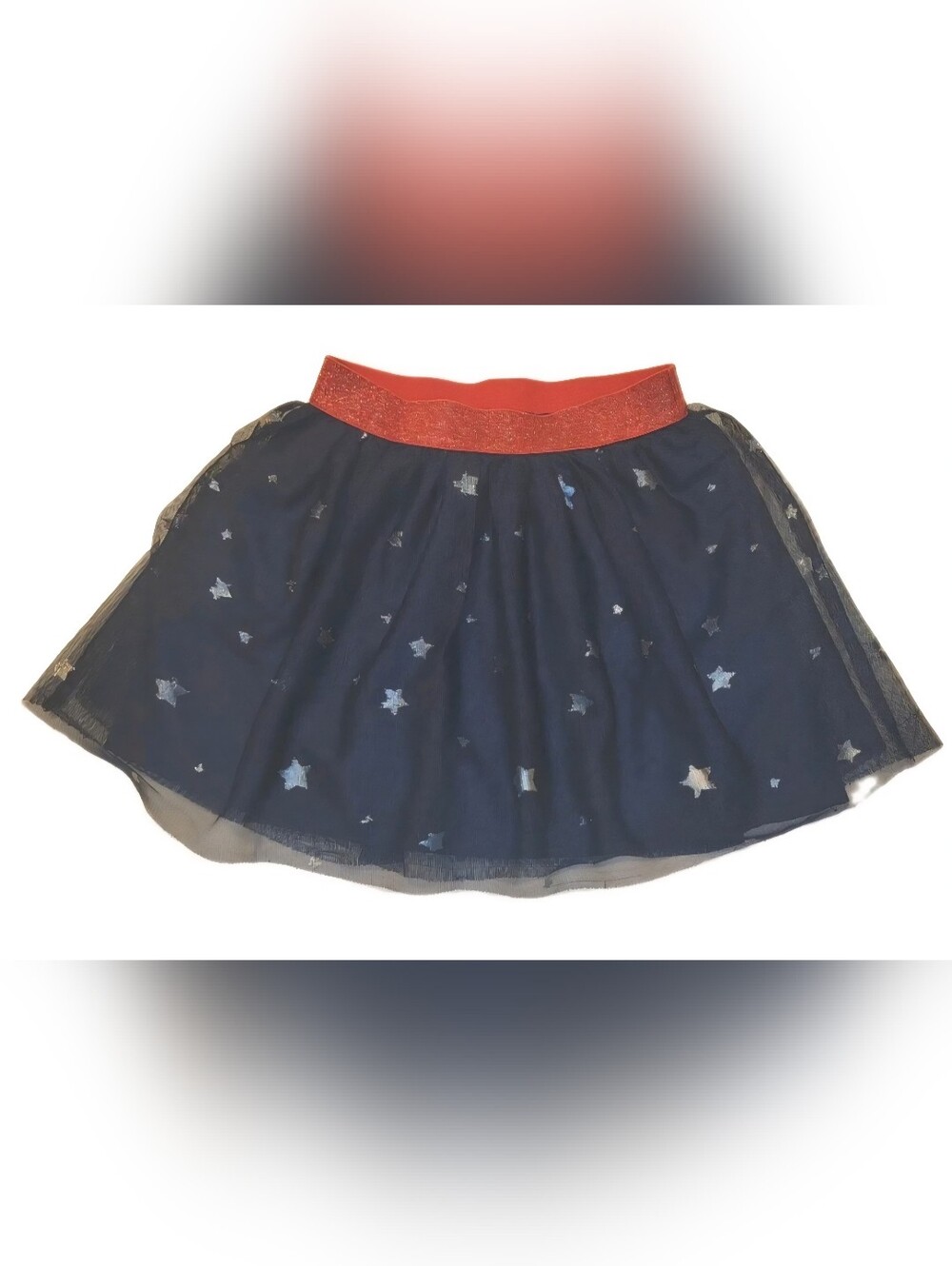 Cat & Jack July 4th USA Patriotic Blue Tulle Star Tutu Skirt Red Glitter 4/5